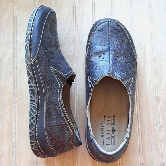 Spring Step Shoes - Spring Step L'Artiste Libora Navy Leather Comfort Loafers Slip-On Shoes Size 39
